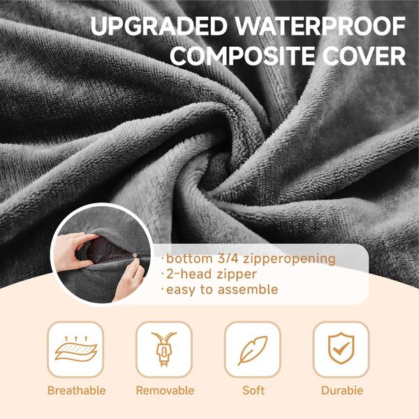 5-Foot Bean Bag Sofa Chair with Eco-Friendly Bead Filling, Reading Lounger Perfect for Pressure-Relieving, 120L x 120W x 60H cm, Dark Gray Aosom UK