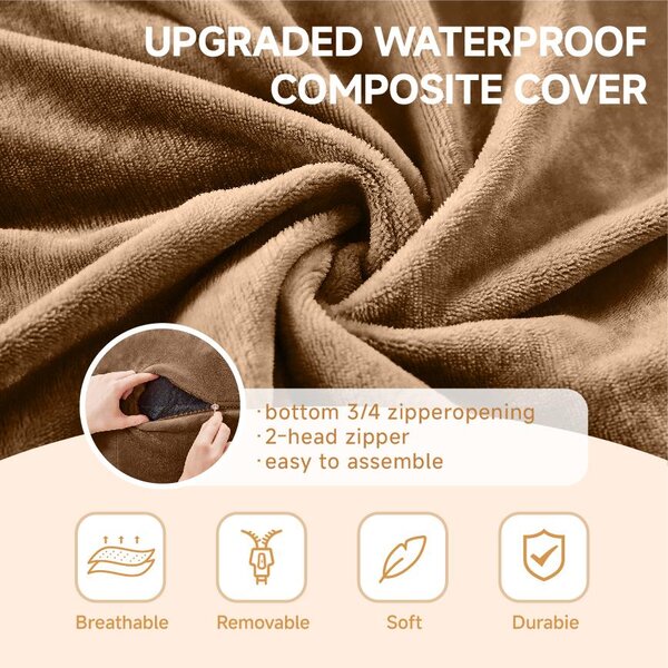 Large Bean Bag Sofa Chair with Eco-Friendly Bead Filling, Space-Saving Couch, Reading Lounger for Adults, 150L x 150W x 60H cm, Coffee Aosom UK