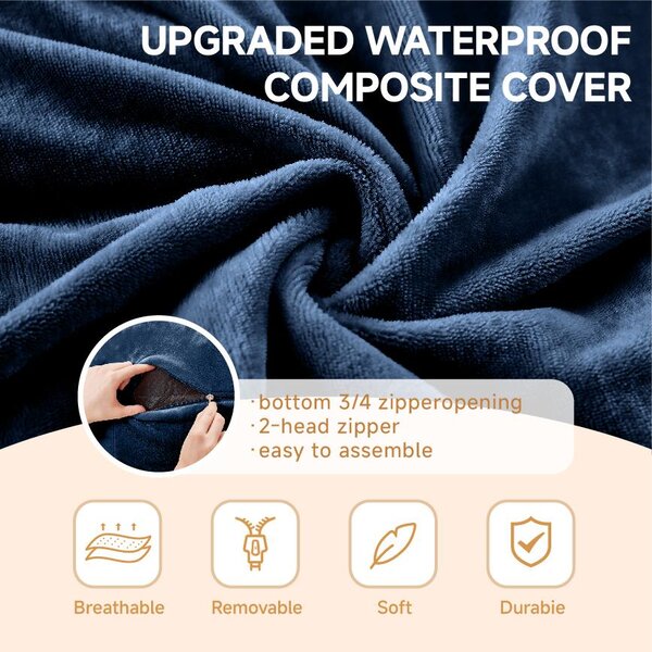 Large Bean Bag Sofa Chair with Space-Saving Design, Eco-Friendly Bead Filling, Temporary Guest Bed for Adults, 150L x 150W x 60H cm, Blue Aosom UK