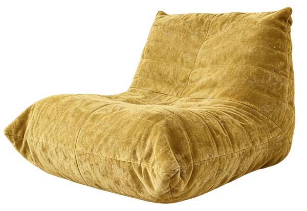 Chenille Bean Bag Lazy Sofa with High-Rebound Sponge, Ergonomic Soft Chair for Family, Children and Pets, 110L x 90W x 67H cm, Yellow Aosom UK