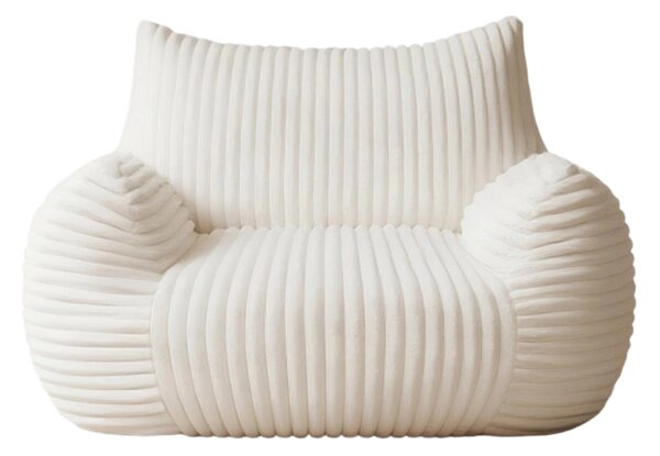 Ultra-Soft Fur Bean Bag Chair with High-Density Shredded Foam, Ergonomic Sofa with Skin-Friendly Lint-Free Fur, 117L x 98W x 75H cm, White Aosom UK