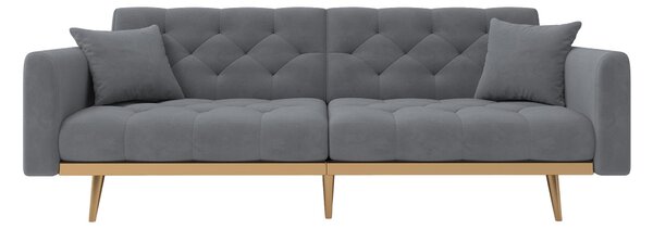 2-Seater Modern Sofa with 3-Position Adjustable Backres and Thick Foam Cushions, Sofa Bed for Compact Room, 165L x 72.5W x 75H cm, Grey Aosom UK