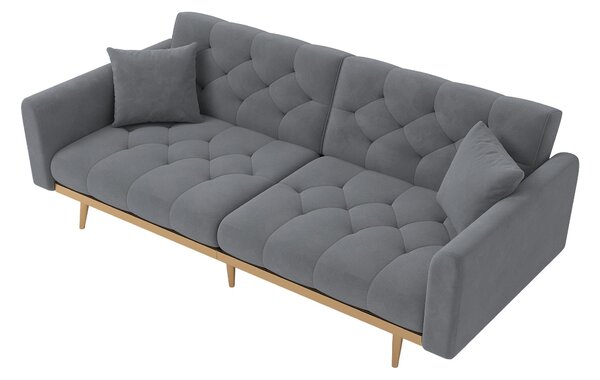 2-Seater Modern Sofa with 3-Position Adjustable Backres and Thick Foam Cushions, Sofa Bed for Compact Room, 165L x 72.5W x 75H cm, Grey Aosom UK