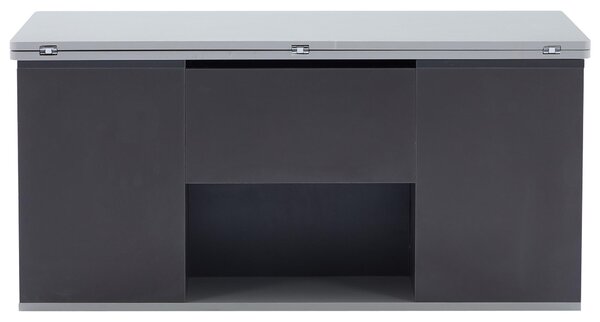 Lift-Top Coffee Table with 2 Push-to-Open Drawers and 3 Open CompartmentsStorage, Desk for Dining/Work/Relax, 100L x 51W x 47H cm, Grey Aosom UK