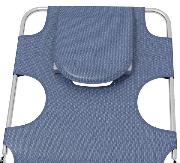 Outsunny Foldable Sun Lounger Set of 2 w/ Reading Hole, Portable Sun Lounger w/ 5 Level Backrest, Reclining Lounge Chair w/ Side Aosom UK