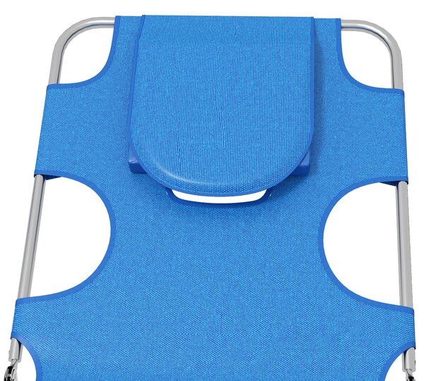 Outsunny Foldable Sun Lounger Set of 2 with Reading Hole, Portable Sun Lounger with 5 Level Adjustable Backrest, Reclining Lounge Chair Aosom UK