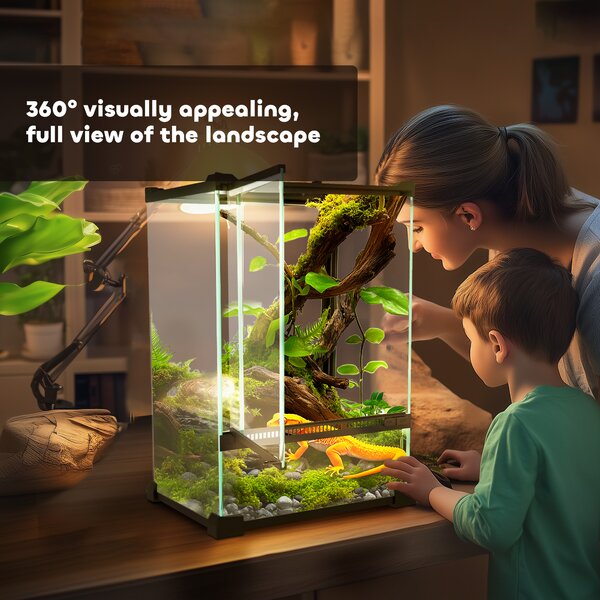 PawHut 12L Vivarium for Lizards, Frogs, Snakes & Tortoises, Anti-Escape Design, Ventilation, Safe & Spacious Habitat Aosom UK