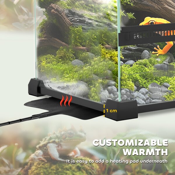 PawHut 12L Vivarium for Lizards, Frogs, Snakes & Tortoises, Anti-Escape Design, Ventilation, Safe & Spacious Habitat Aosom UK