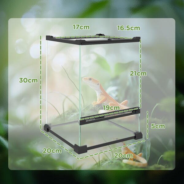 PawHut 12L Vivarium for Lizards, Frogs, Snakes & Tortoises, Anti-Escape Design, Ventilation, Safe & Spacious Habitat Aosom UK