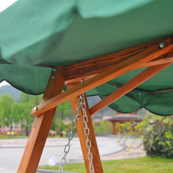Outsunny Waterproof 3-Seater Wooden Garden Swing Chair Seat Bench, Green Aosom UK