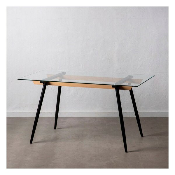 Dining Table 140 x 80 x 75 cm Crystal Black Metal