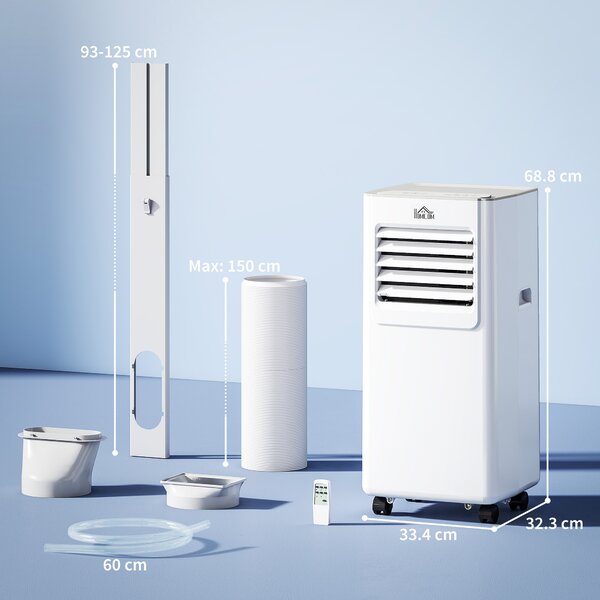 HOMCOM 7000 BTU Mobile Air Conditioner Portable AC Unit for Cooling Dehumidifying Ventilating w/ Remote Controller, LED Display for Bedroom Aosom UK