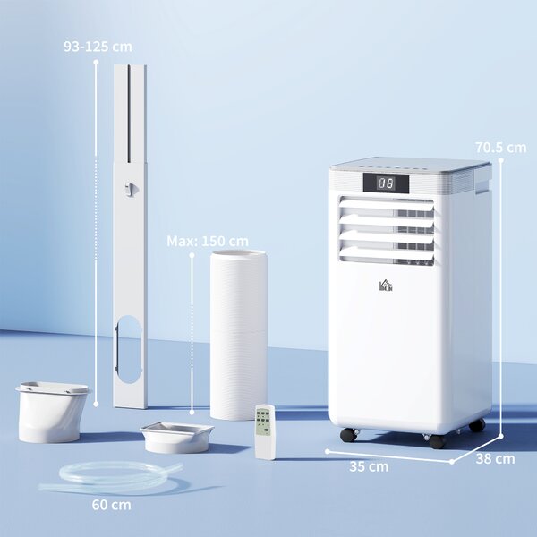 HOMCOM 7000 BTU Mobile Air Conditioner Portable AC Unit for Cooling Dehumidifying Ventilating w/ Remote Controller, LED Display, Timer Aosom UK
