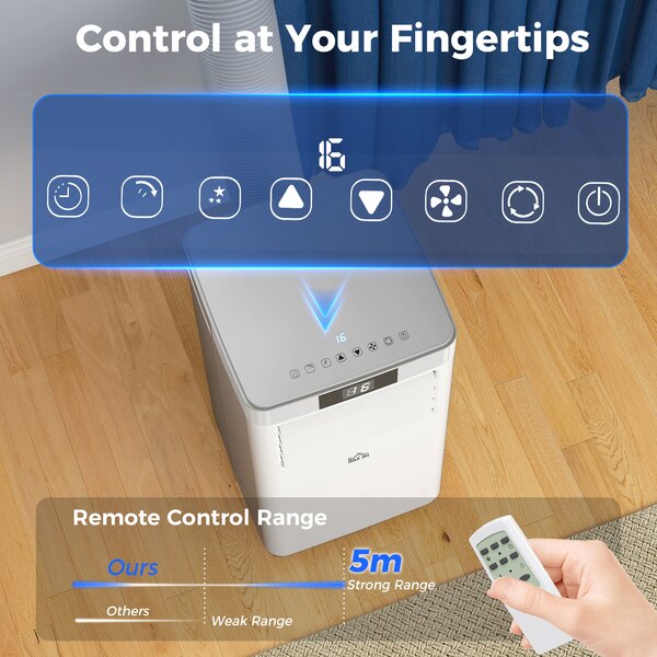 HOMCOM 7000 BTU Mobile Air Conditioner Portable AC Unit for Cooling Dehumidifying Ventilating w/ Remote Controller, LED Display, Timer Aosom UK