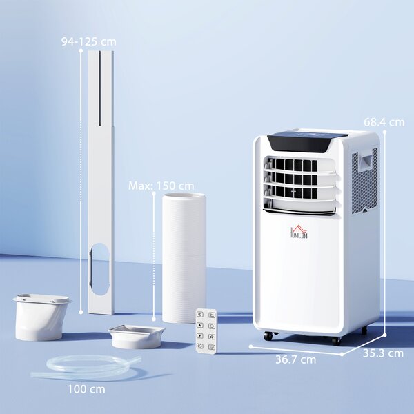 HOMCOM 10000 BTU Mobile Portable Air Conditioner Cooling Dehumidifying Ventilating Ac Unit w/ Remote Controller, LED Display, Timer, White