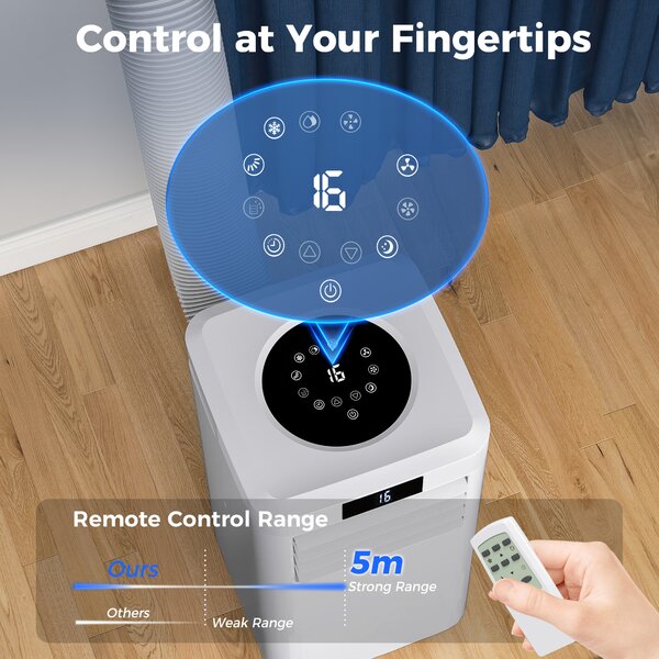 HOMCOM 10000 BTU Air Conditioner Portable AC Unit for Cooling Dehumidifying Ventilating with Remote Controller, LED Display, Timer, White Aosom UK