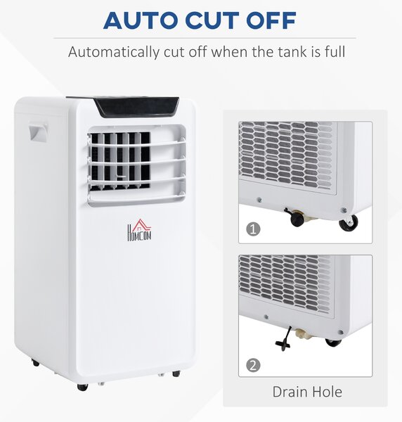 HOMCOM 10000 BTU Mobile Portable Air Conditioner Cooling Dehumidifying Ventilating Ac Unit w/ Remote Controller, LED Display, Timer, White