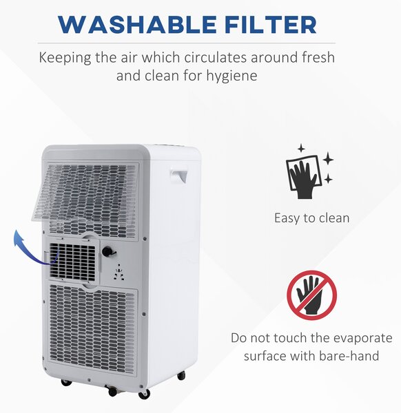 HOMCOM 10000 BTU Mobile Portable Air Conditioner Cooling Dehumidifying Ventilating Ac Unit w/ Remote Controller, LED Display, Timer, White