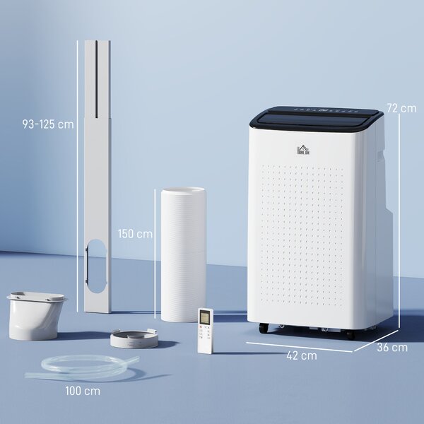 HOMCOM 12,000 BTU Mobile Air Conditioner for Room up to 26m², Smart Home WiFi Compatible, with Dehumidifier, Fan, 24H Timer Aosom UK