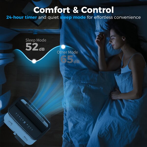 HOMCOM 12,000 BTU Mobile Air Conditioner for Room up to 26m², Smart Home WiFi Compatible, with Dehumidifier, Fan, 24H Timer Aosom UK