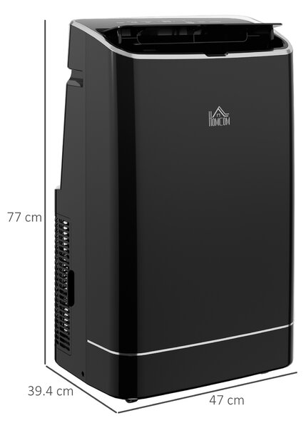 HOMCOM 14,000 BTU Mobile Air Conditioner, 35m², Smart Home WiFi, with Dehumidifier, Fan, 24H Timer, Window Kit, Black Aosom UK