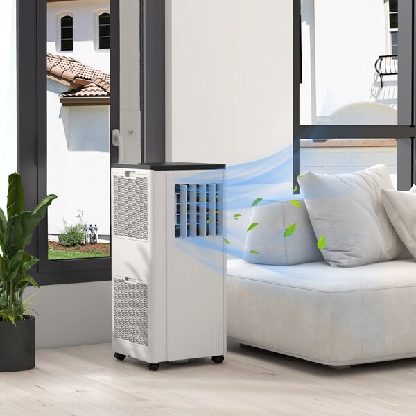 HOMCOM Smart WiFi Air Conditioner: 7000 BTU Cooling for 15m² Rooms, Dehumidifier & Fan Functions, 24-Hour Timer, White Aosom UK