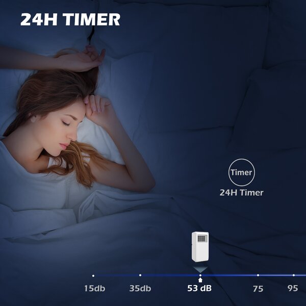 HOMCOM 7,000 BTU Mobile Air Conditioner for Room up to 26m², with Dehumidifier, 24H Timer, Wheels, Window Mount Kit Aosom UK