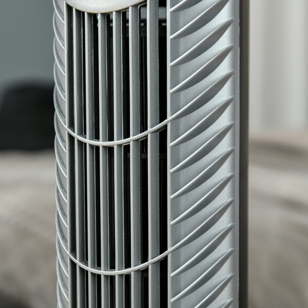 HOMCOM 36'' Freestanding Tower Fan, 3 Speed 3 Mode, 7.5h Timer, 70 Degree Oscillation, LED Panel, 5M Remote Controller, Silver Aosom UK