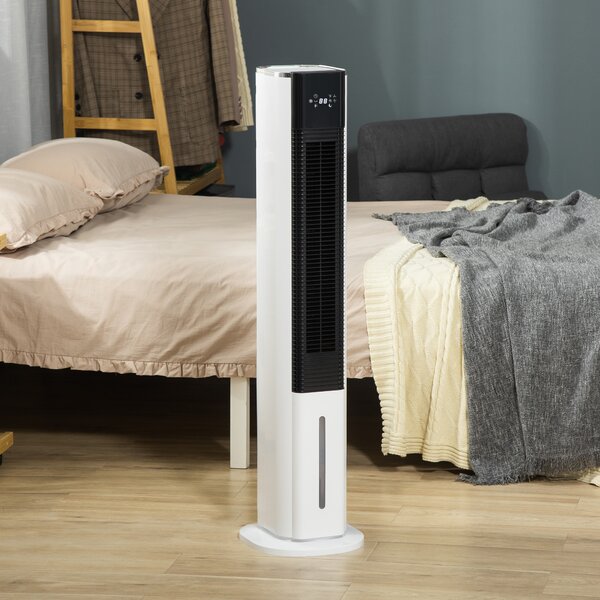 HOMCOM Portable Air Cooler 42", Evaporative Ice Cooling Fan, Humidifier, Water Conditioner w/ 3 Modes, Remote Control, Timer, White Aosom UK