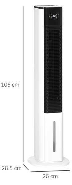 HOMCOM Portable Air Cooler 42", Evaporative Ice Cooling Fan, Humidifier, Water Conditioner w/ 3 Modes, Remote Control, Timer, White Aosom UK