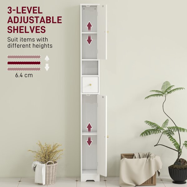 HOMCOM 185 cm Tall Bathroom Cabinet with Arched Doors - White