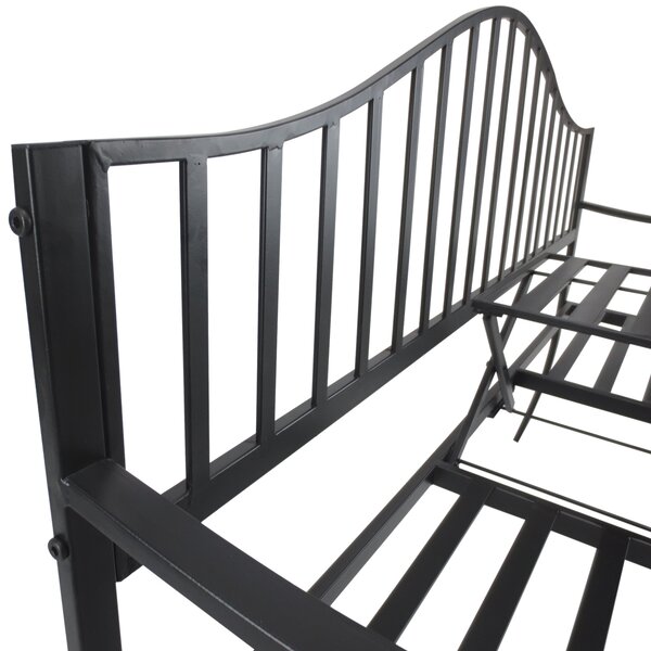 Outsunny Outdoor Metal Frame Bench Patio Park Garden Seating Chair with Foldable Middle Table Aosom UK