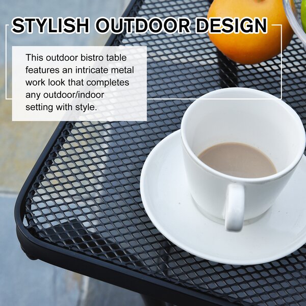 Outsunny Metal Square Outdoor Garden Bistro Table Black Aosom UK