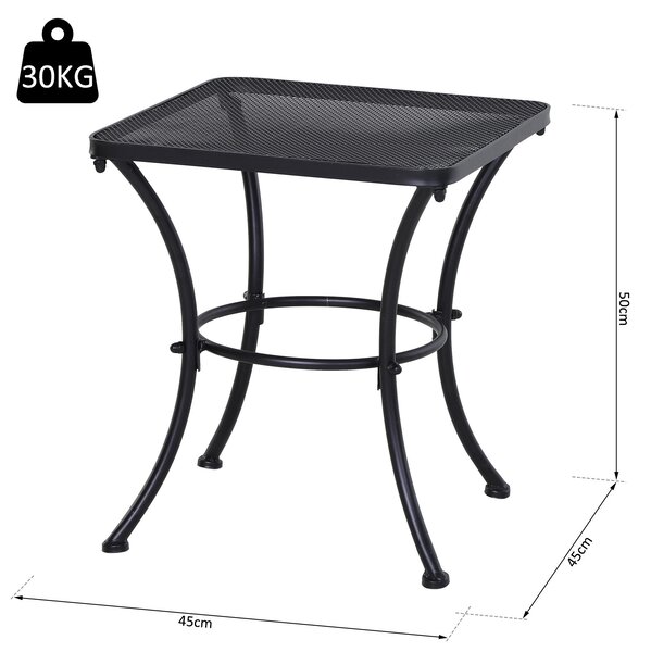 Outsunny Metal Square Outdoor Garden Bistro Table Black Aosom UK
