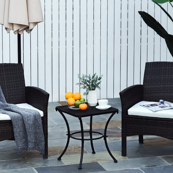 Outsunny Metal Square Outdoor Garden Bistro Table Black Aosom UK