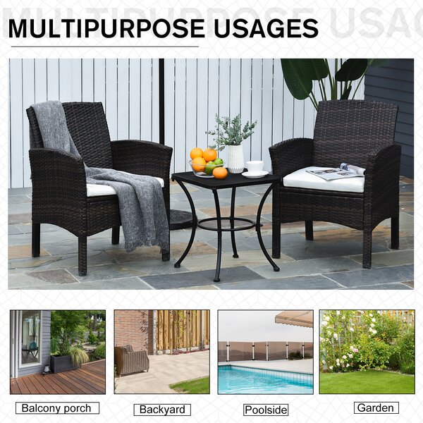 Outsunny Metal Square Outdoor Garden Bistro Table Black Aosom UK