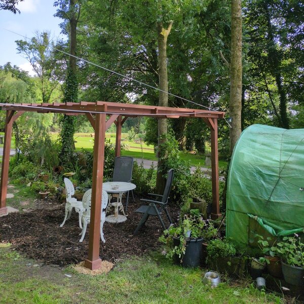 Outsunny 3.3 x 3.3(m) Wooden Pergola Kit, Graden Pergola Gazebo Grape Trellis with Stable Structure for Climbing Vines, Flowers