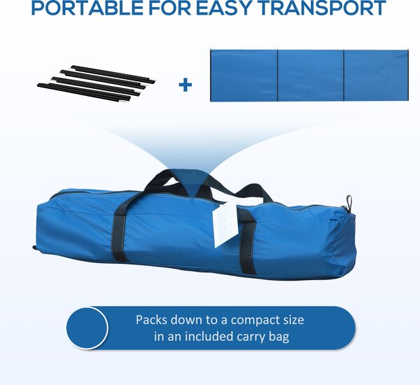 Outsunny 5 Pole Camping Windbreaks, Beach Wind Shield Shelter with Carry Bag and Steel Poles, Outdoor Caravan Privacy Shield, 540cm x 150cm