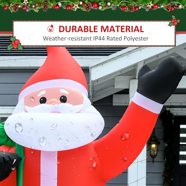 HOMCOM 2.4m Christmas Inflatable Santa Holiday Yard Decoration with LED Lights, Indoor Outdoor Lawn Blow Up Decor Aosom UK