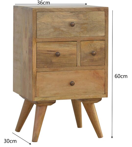 Solid Wood Wall-Mounted Rounded Bedside Table with Drawer, Nordic-Inspired Minimalist Design, Desk for Bedroom, 30L x 36W x 60H cm, Brown Aosom UK