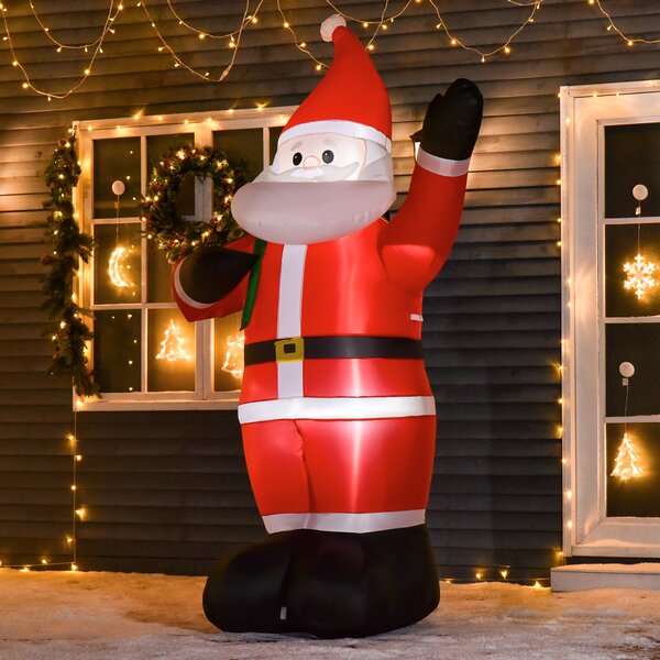HOMCOM 2.4m Christmas Inflatable Santa Holiday Yard Decoration with LED Lights, Indoor Outdoor Lawn Blow Up Decor Aosom UK