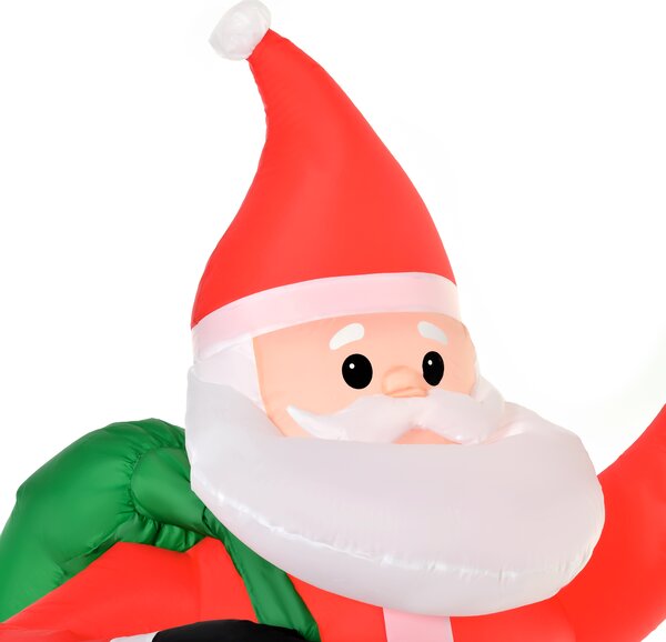 HOMCOM 2.4m Christmas Inflatable Santa Holiday Yard Decoration with LED Lights, Indoor Outdoor Lawn Blow Up Decor Aosom UK