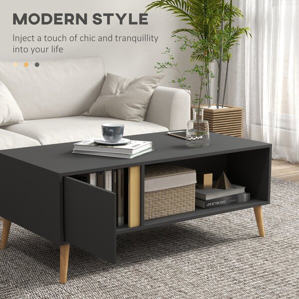 HOMCOM Coffee Table for Living Room, Modern Centre Table w/ Storage Compartments and Cabinets, Rectangular Side Table, 115x 58x 45cm, Grey Aosom UK