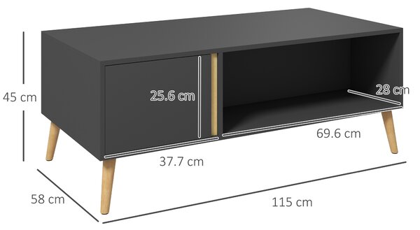 HOMCOM Coffee Table for Living Room, Modern Centre Table w/ Storage Compartments and Cabinets, Rectangular Side Table, 115x 58x 45cm, Grey Aosom UK