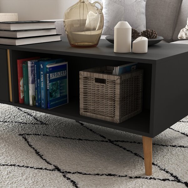 HOMCOM Coffee Table for Living Room, Modern Centre Table w/ Storage Compartments and Cabinets, Rectangular Side Table, 115x 58x 45cm, Grey Aosom UK