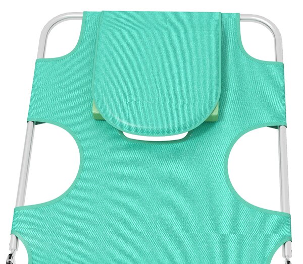 Outsunny Foldable Sun Lounger Set of 2 w/ Reading Hole, Portable Sun Lounger w/ 5 Level Adjustable Backrest, Reclining Lounge Chair w/ Side Aosom UK