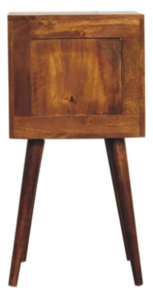 100% Solid Mango Wood Mini Cube Bedside with 2 Drawers, Stain-based Finish, Desk with Durable Construction, 30L x 31W x 62H cm, Brown Aosom UK