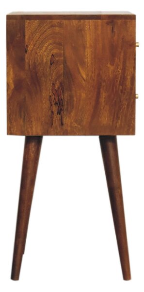 100% Solid Mango Wood Mini Cube Bedside with 2 Drawers, Stain-based Finish, Desk with Durable Construction, 30L x 31W x 62H cm, Brown Aosom UK