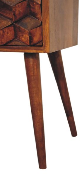 100% Solid Mango Wood Mini Cube Bedside with 2 Drawers, Stain-based Finish, Desk with Durable Construction, 30L x 31W x 62H cm, Brown Aosom UK