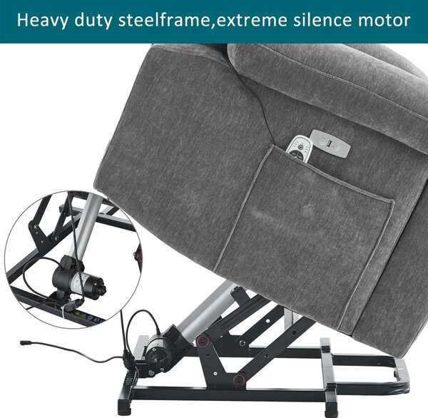 Electric Power Lift Recliner Chair with Heating, Built-in USB Charging Ports, Storage Pocket, Chic Massage Chair with Easy Assembly, Grey Aosom UK